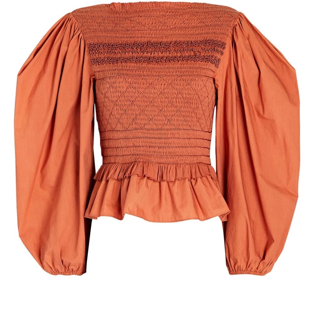 Ulla Johnson Amelia Puff Sleeve Smocked Blouse